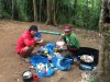 Abul and Alam eating their lunhc; a very spicy rice
