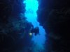 Kathy leaving the cave