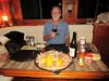 A very happy John at our prawn dinner