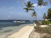 Dive boats at anchor in front of the resort