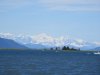 Passing the glacier moraine in the dinghy