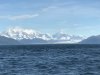 View of Fairweather Mountain Range from our dock at Bartlett cove in Glacier Bay NP
