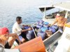 The fuel boat rafted full of 30 liter containers