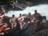 The four of us enjoying the hot springs by the waterfall