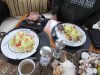 Eggs florentine with crab.....and of course, Jimmy Dean sausage