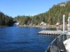 The few residents and the waterfall at Baranof Warm Springs