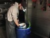 Giving the eggs an iodine bath