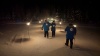 Walking to the cabin to view the Lights on our 1st night