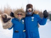 Tom and Melaine with their fur mittens and hat