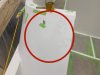 The circled areas show some of the thin gelcoat that flaked off and some blister areas