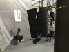 Rudder and thruster props being painted