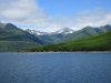 View of the Kodiak mountains from our anchorage....note the vibrant color green of the grass