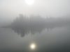 Beautiful sunrise through the fog
