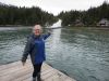 Kathy smiling at the waterfall.....we are about to go have champagne at the hot springs at the top of the falls